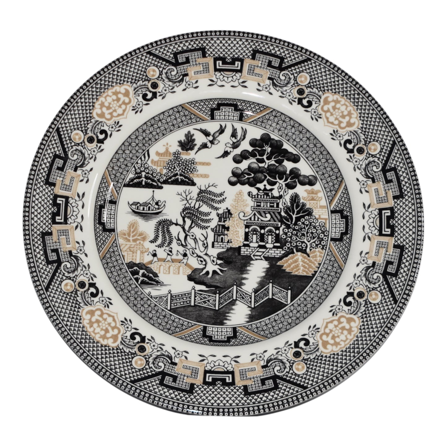 Royal Stafford Brown and Black Blue Willow Salad plates (set of 6)