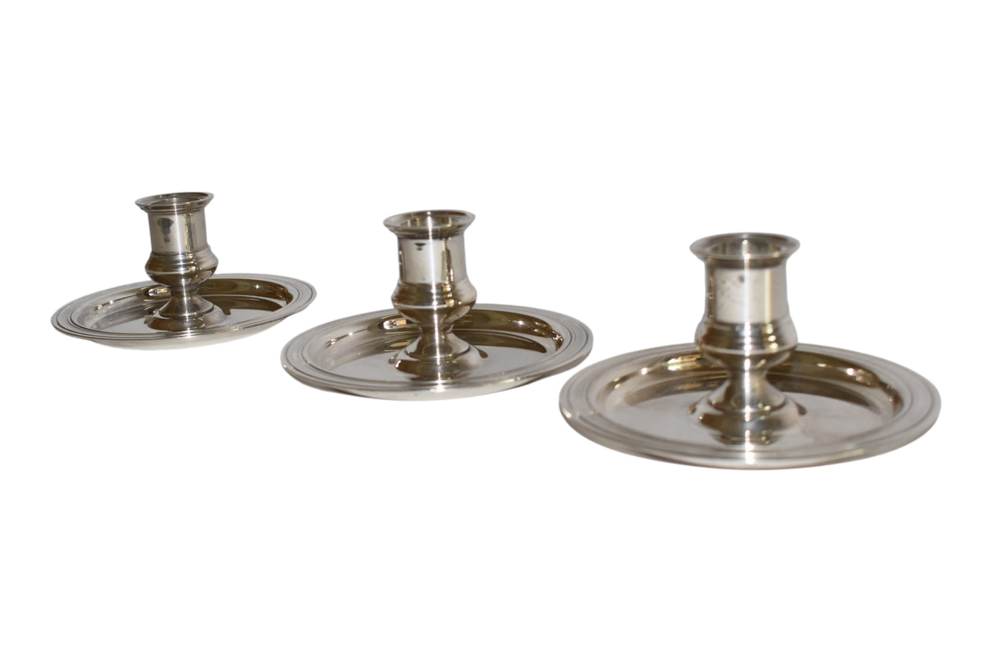 Vintage Silverplate Candle Holders, Set of 3