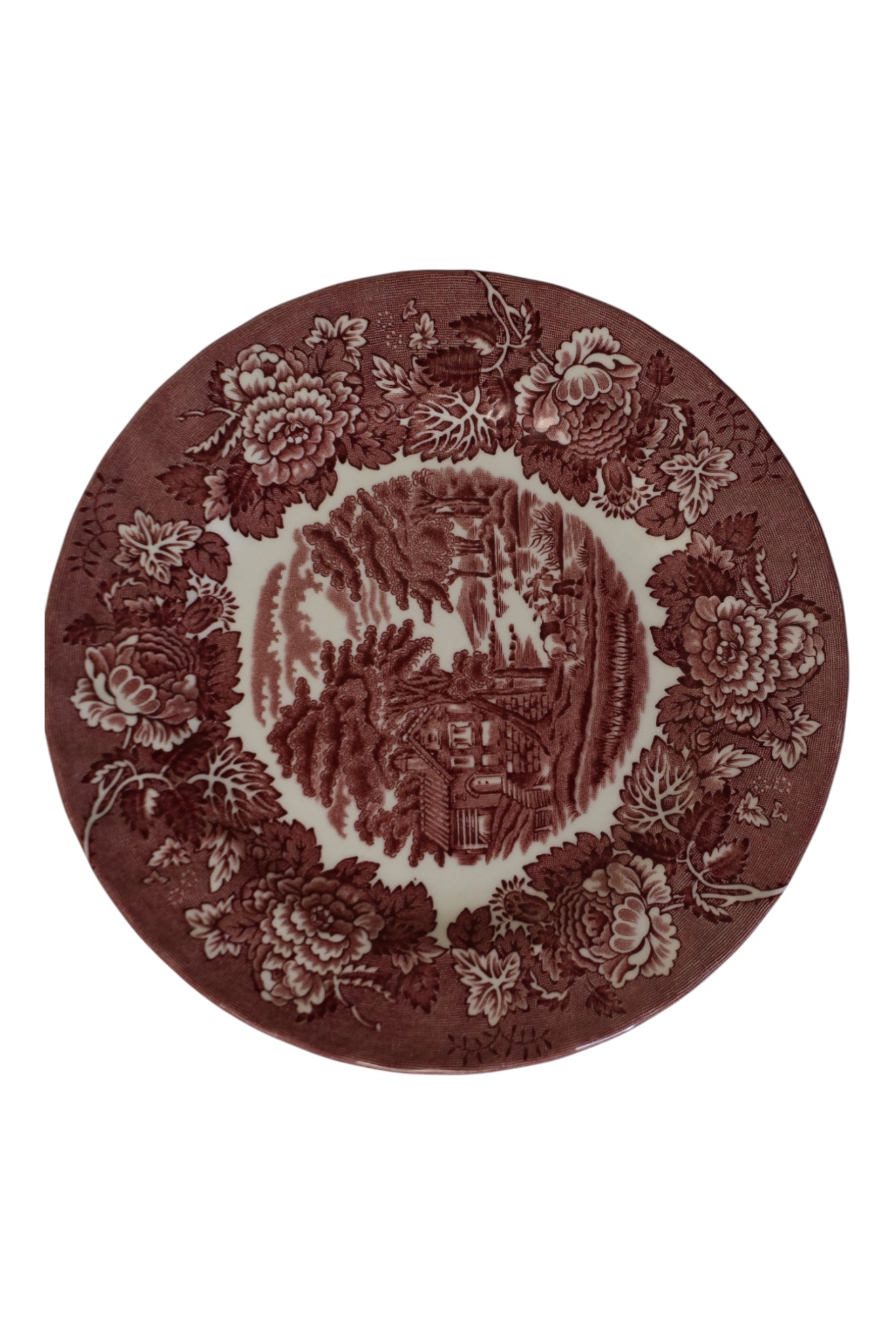 WOOD & SON Red Transferware Salad Plates (Set of 4)