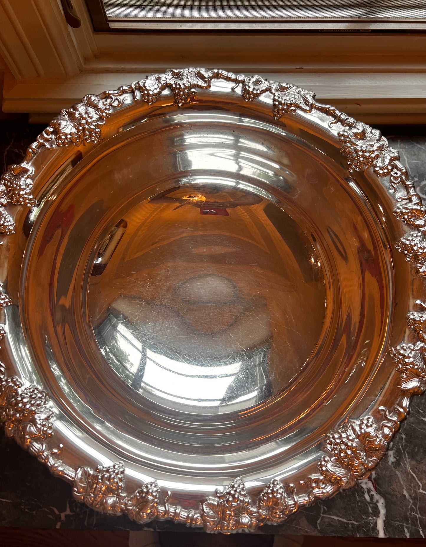 Vintage Silverplate Punch Bowl Set with Underplate and 12 Glass Cups