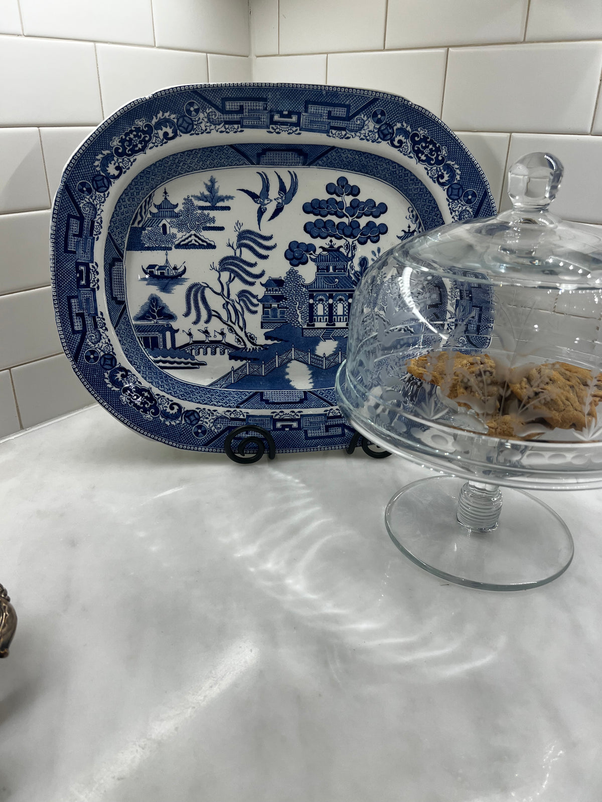 17" Blue Willow Platter Wood & Son's