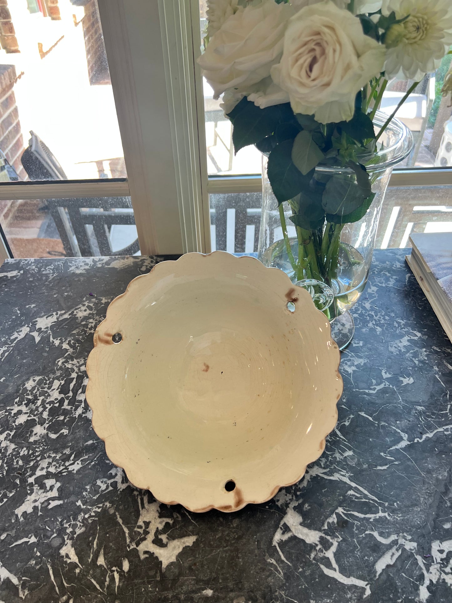 Antique Majolica Hanging Basket Planter | Floral Jardinière