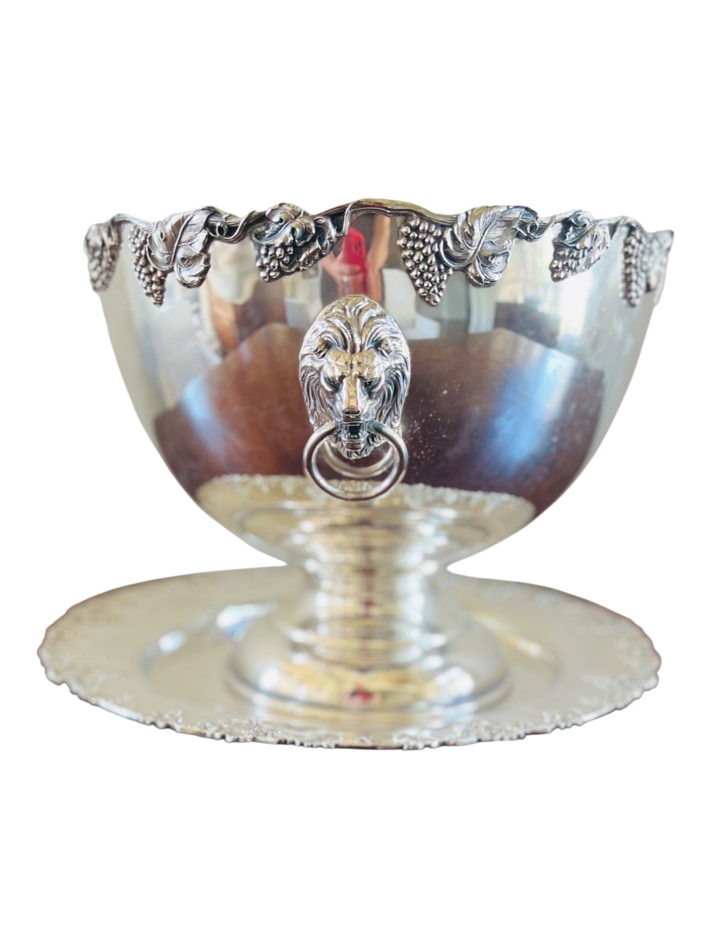 Lionshead Three Piece Silverplate Punch Bowl Set (Punchbowl, underplate and ladel)