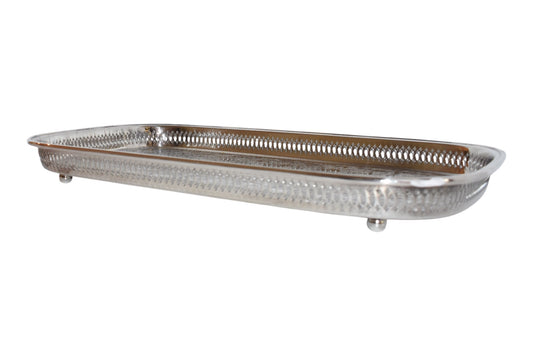 Vintage Silverplate Gallery Tray with Pierced Edge