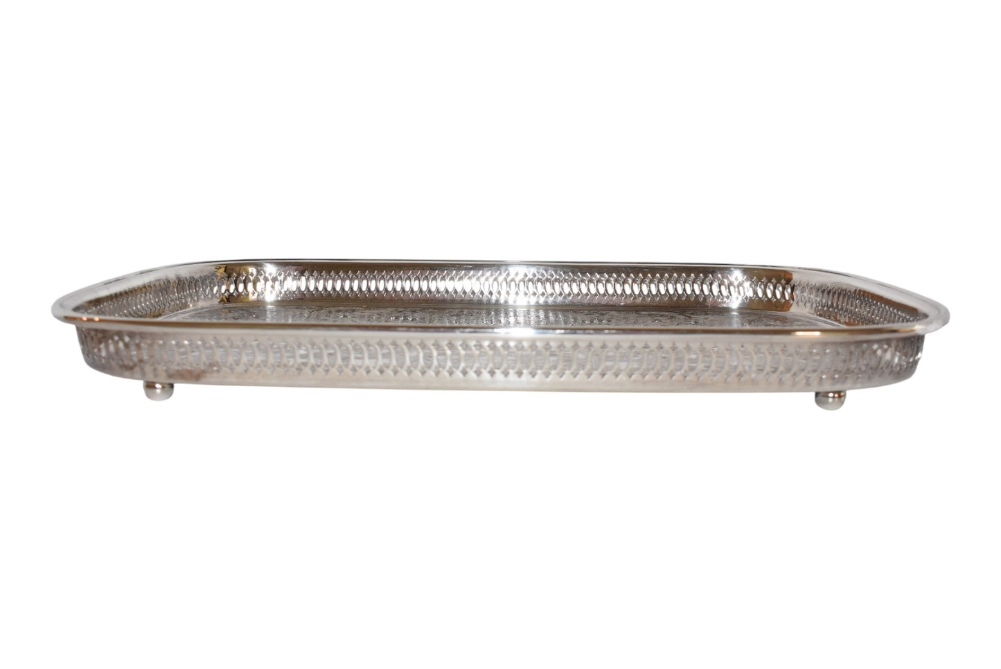 Vintage Silverplate Gallery Tray with Pierced Edge