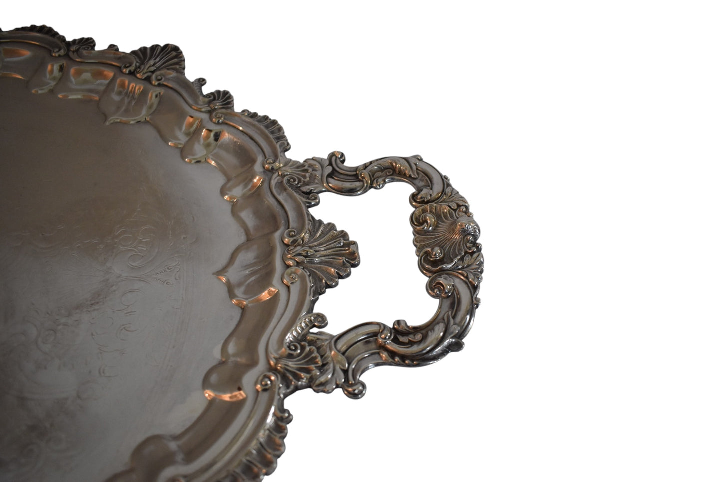 Large ornate silver-plated footed tray 27x18
