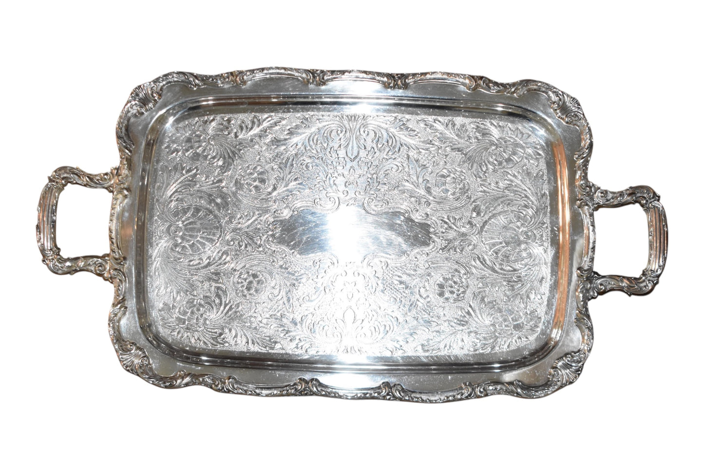 William Rogers Large Rectangular Handled Silverplate Serving Tray