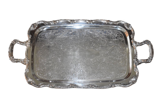 William Rogers Large Rectangular Handled Silverplate Serving Tray