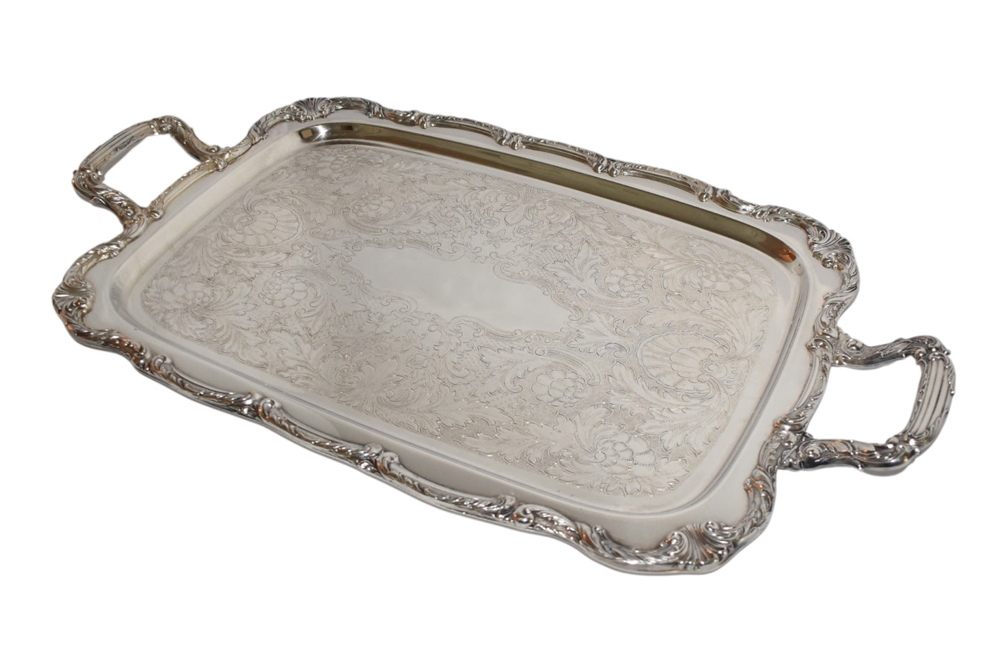 William Rogers Large Rectangular Handled Silverplate Serving Tray