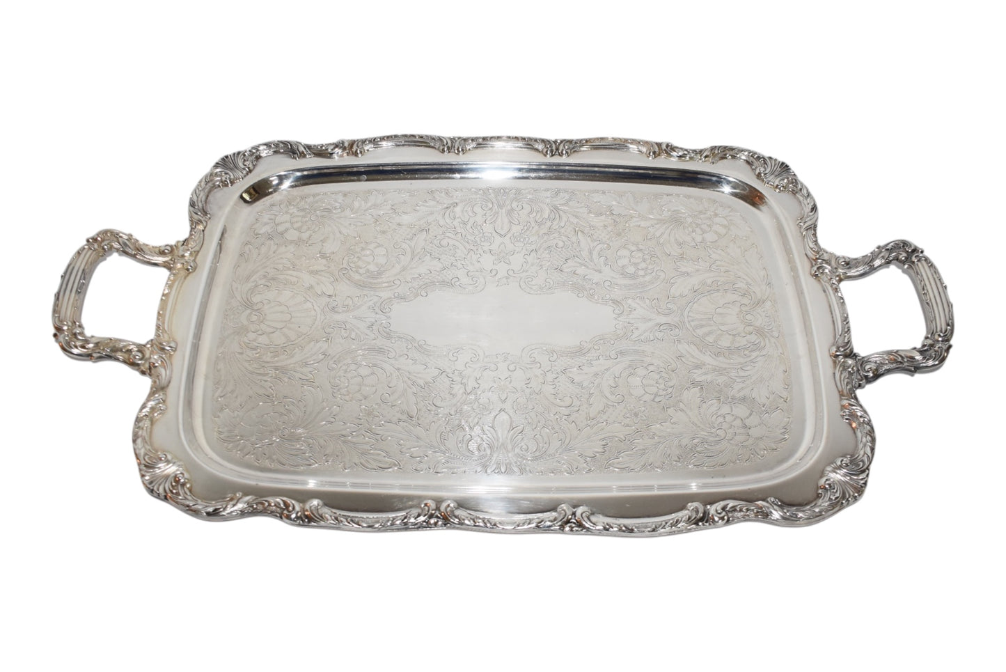 William Rogers Large Rectangular Handled Silverplate Serving Tray