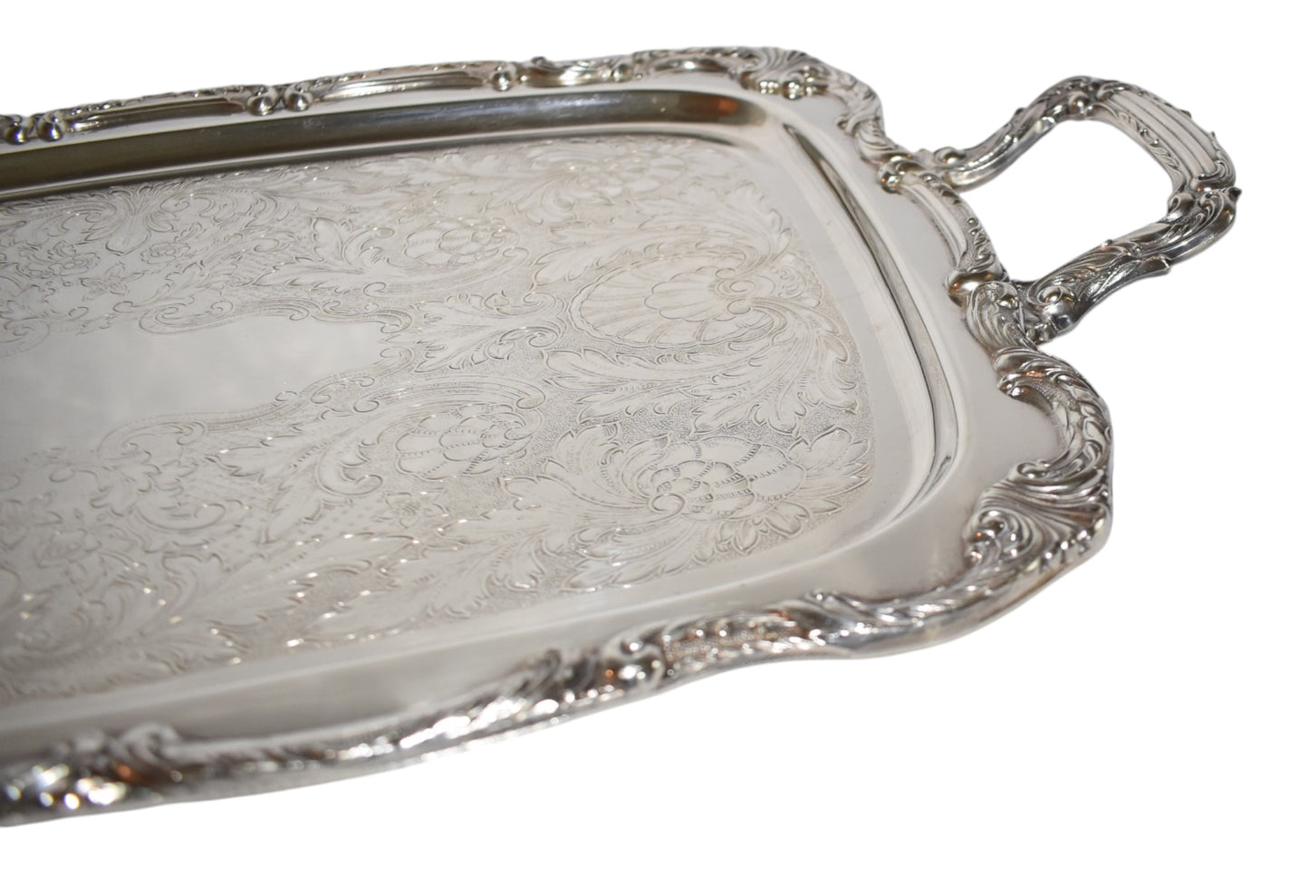 William Rogers Large Rectangular Handled Silverplate Serving Tray