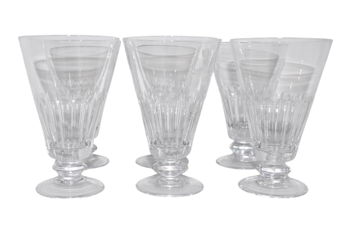 Set of 6 Vintage Clear Crystal Flared Footed Goblets