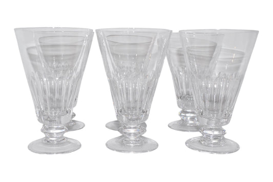 Set of 6 Vintage Clear Crystal Flared Footed Goblets