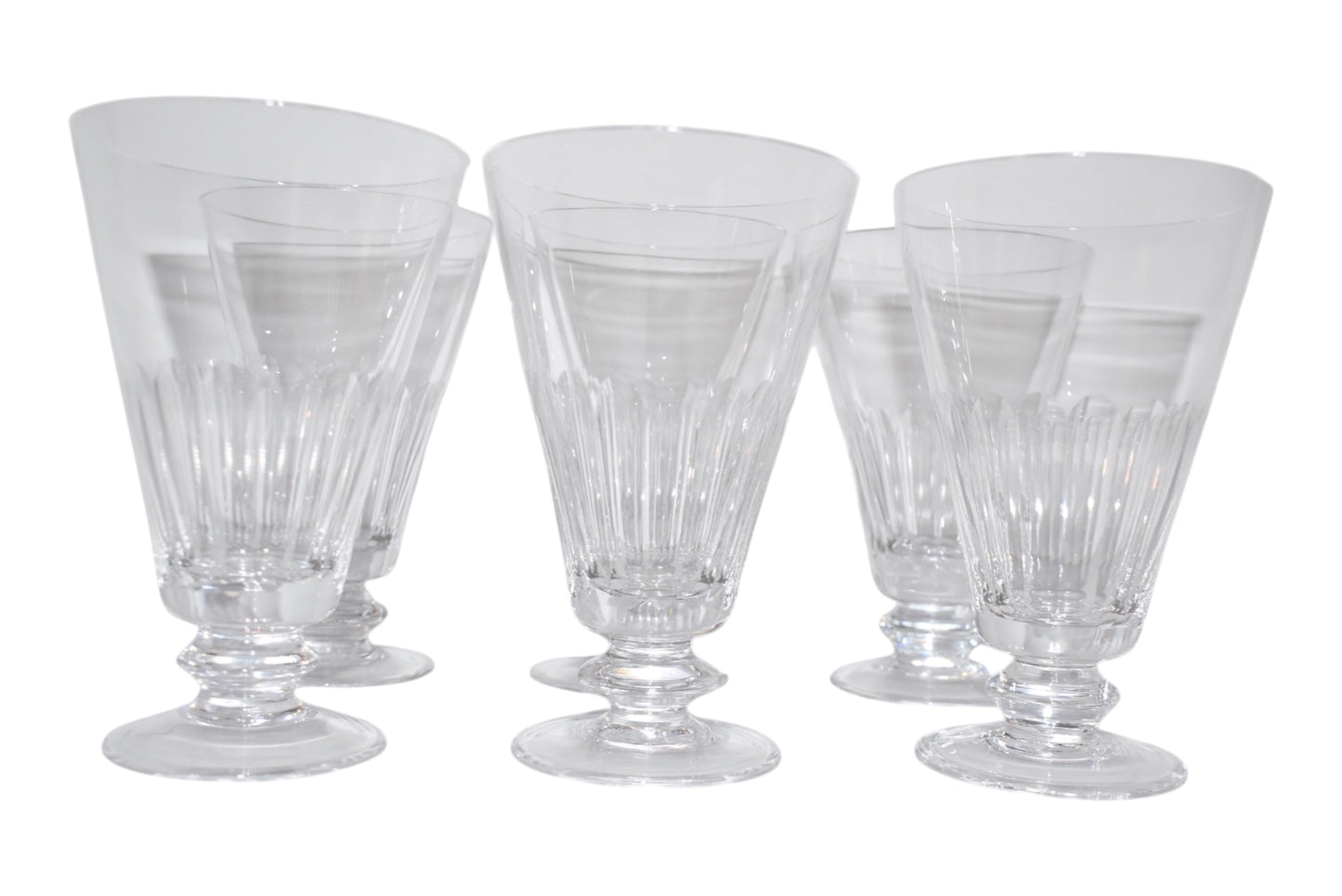 Set of 6 Vintage Clear Crystal Flared Footed Goblets