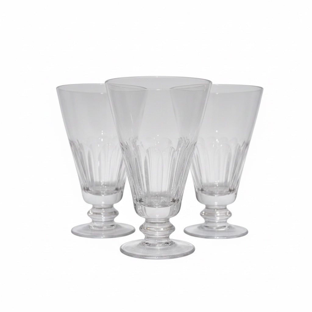 Set of 6 Vintage Clear Crystal Flared Footed Goblets