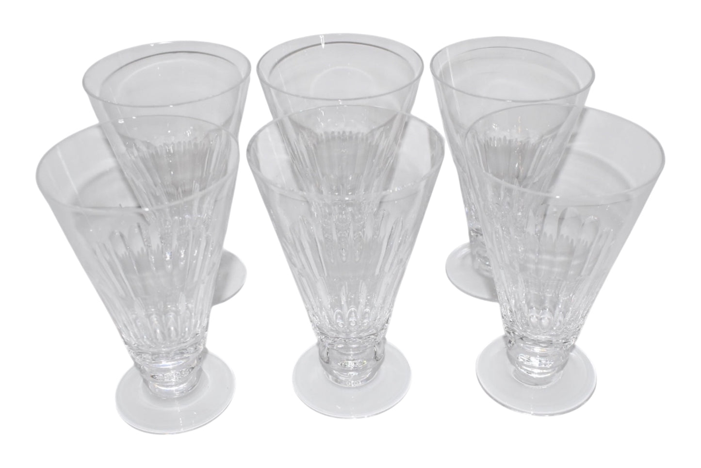 Set of 6 Vintage Clear Crystal Flared Footed Goblets