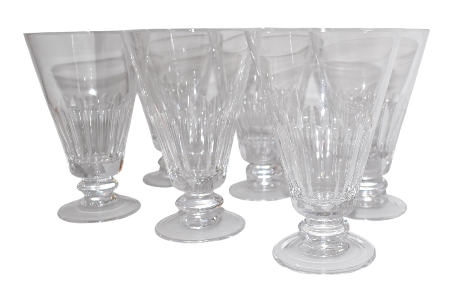 Set of 6 Vintage Clear Crystal Flared Footed Goblets