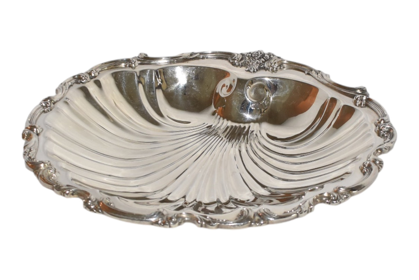Ornate Silverplate Shell Centerpiece Bowl on Ball Feet 15x14