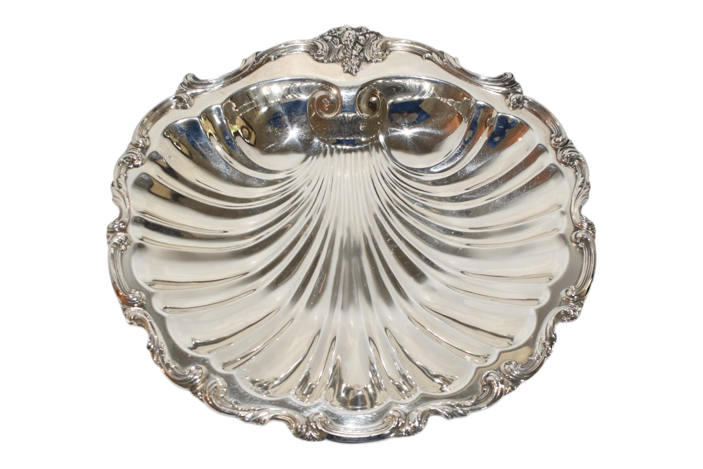 Ornate Silverplate Shell Centerpiece Bowl on Ball Feet 15x14