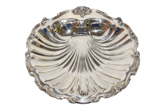 Ornate Silverplate Shell Centerpiece Bowl on Ball Feet 15x14