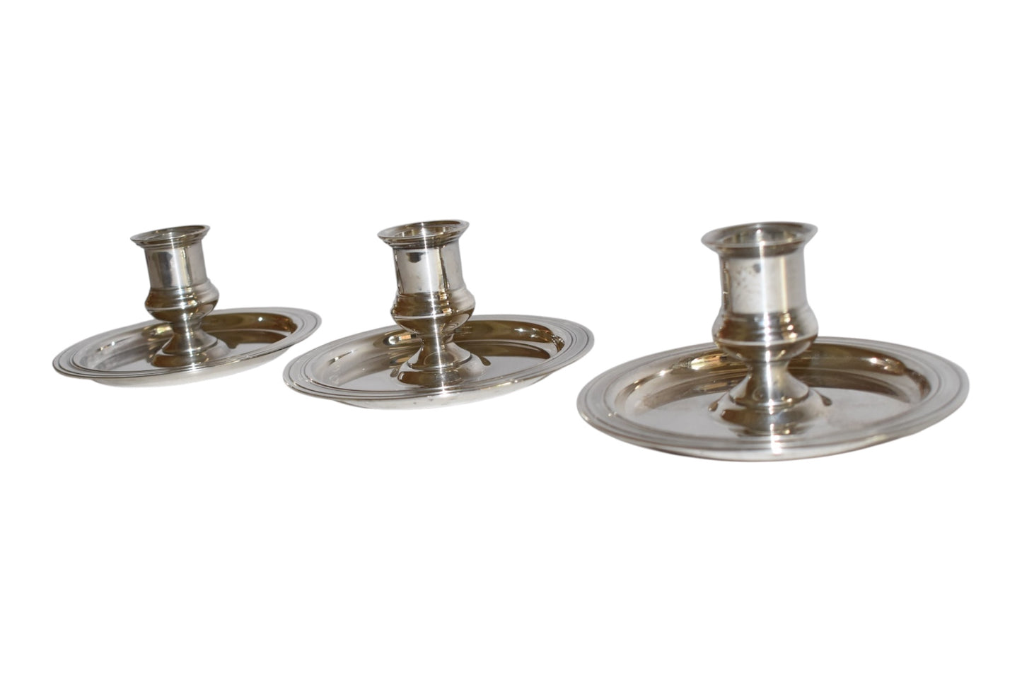 Vintage Silverplate Candle Holders, Set of 3