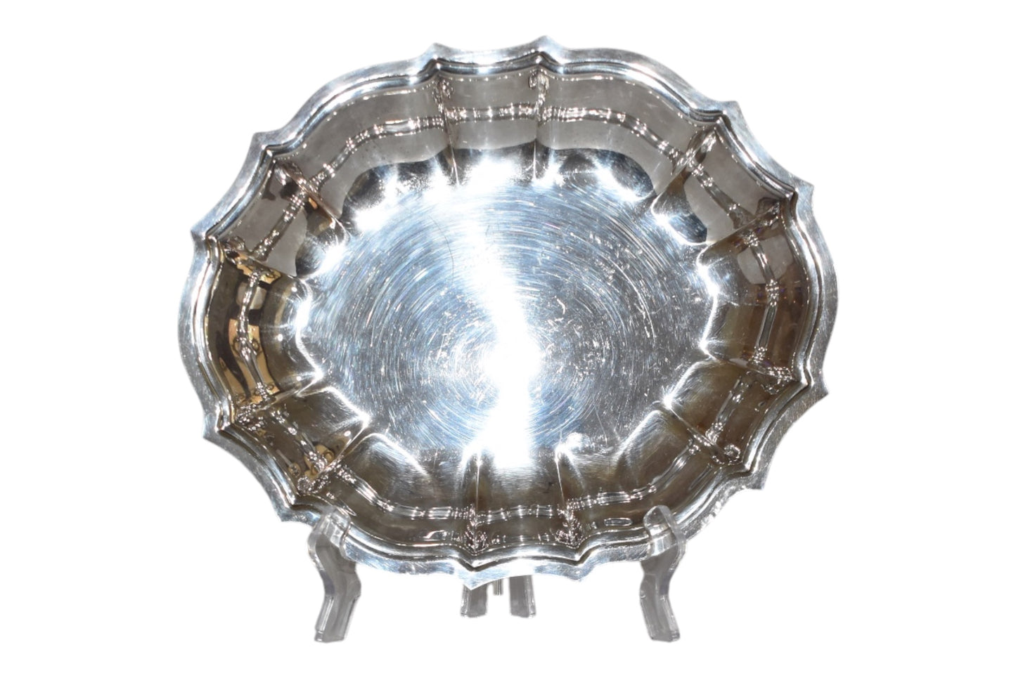 Vintage International Silver Scalloped Silverplate Bowl, 11 x 9