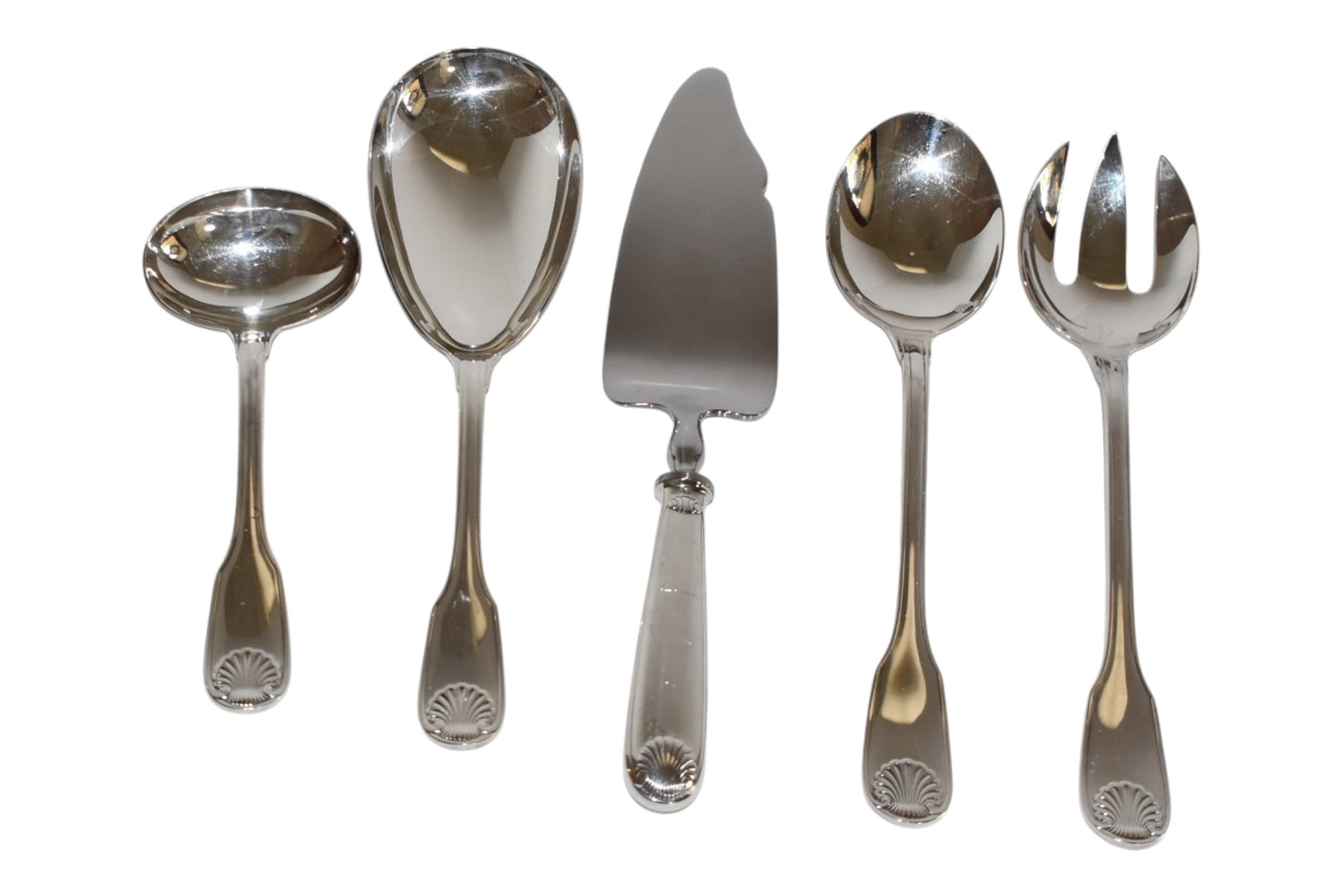 Vintage Christofle Silverplate Hostess Serving Set, 5 Pieces, Shell Pattern