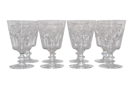 Vintage Cross Cut Crystal Wine Glasses (Set of 8)