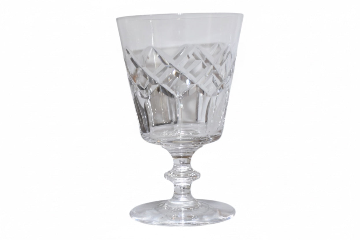 Vintage Cross Cut Crystal Wine Glasses (Set of 8)