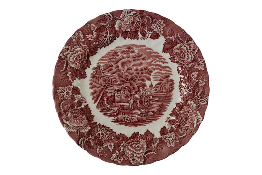 Wood and Son's Red Transferware Dinner Plates (Set of 4)