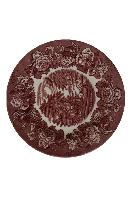 WOOD & SON Red Transferware Salad Plates (Set of 4)