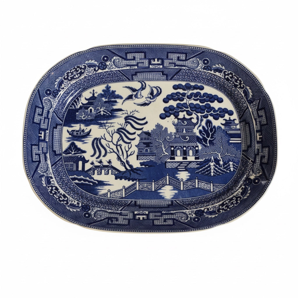 17" Blue Willow Platter Wood & Son's