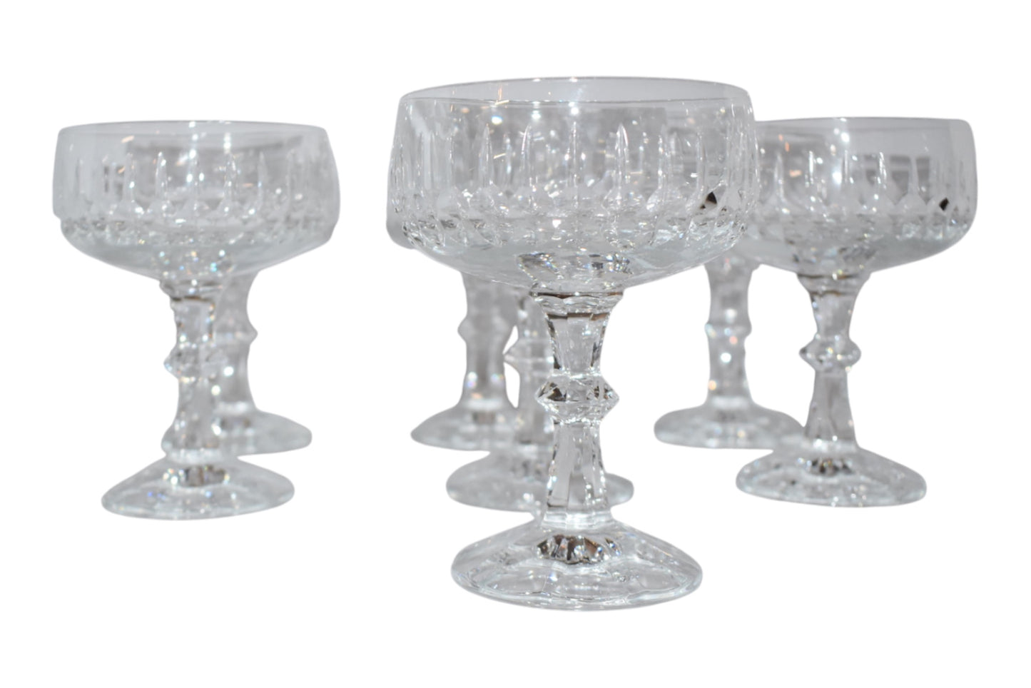 Set of Seven Crystal Champagne Coupes