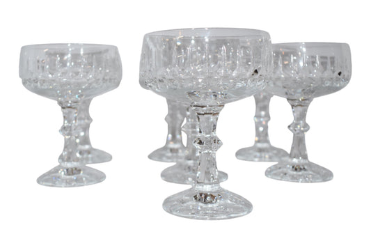 Set of Seven Crystal Champagne Coupes