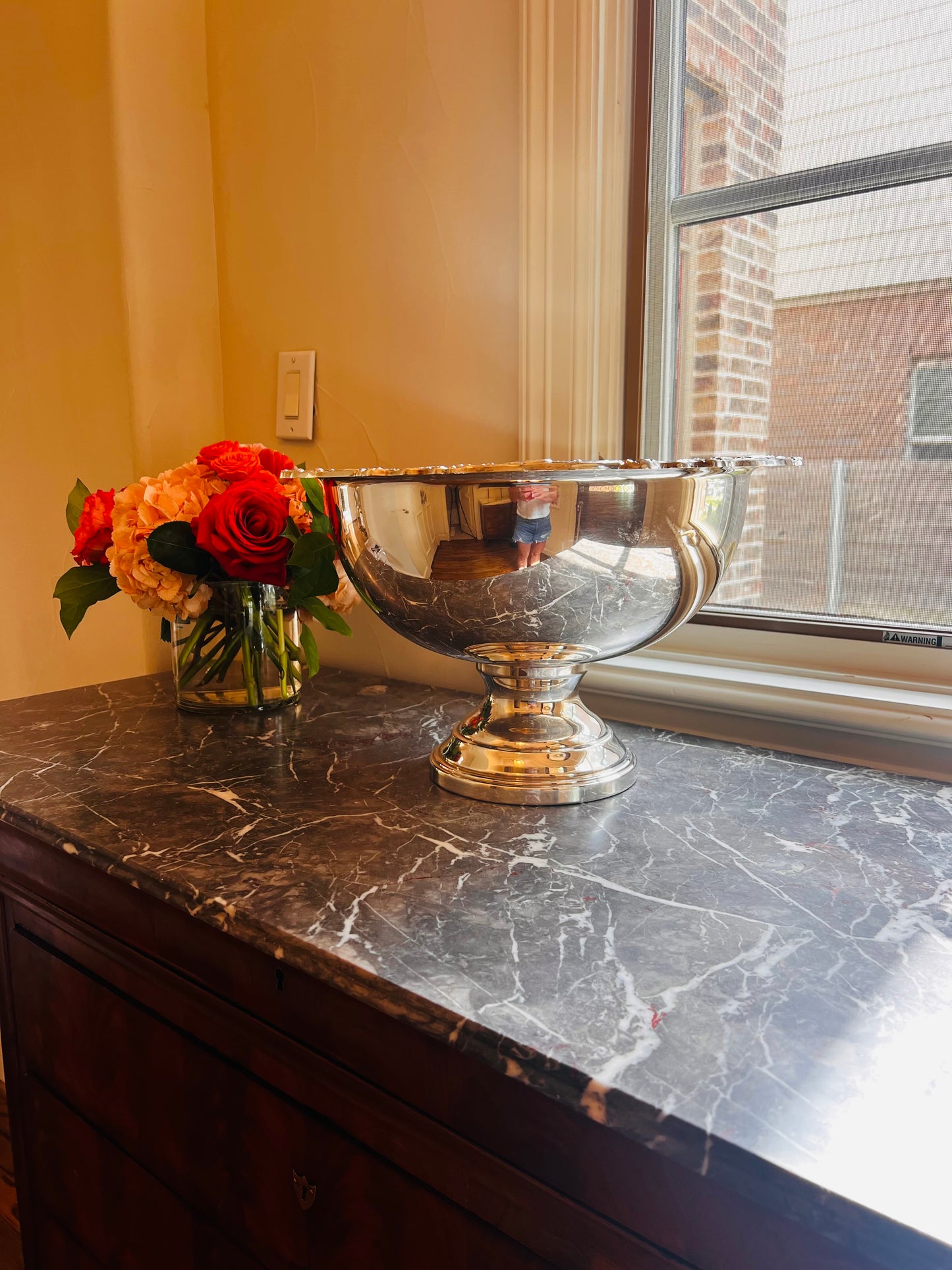 Vintage Silverplate Punch Bowl Set with Underplate and 12 Glass Cups