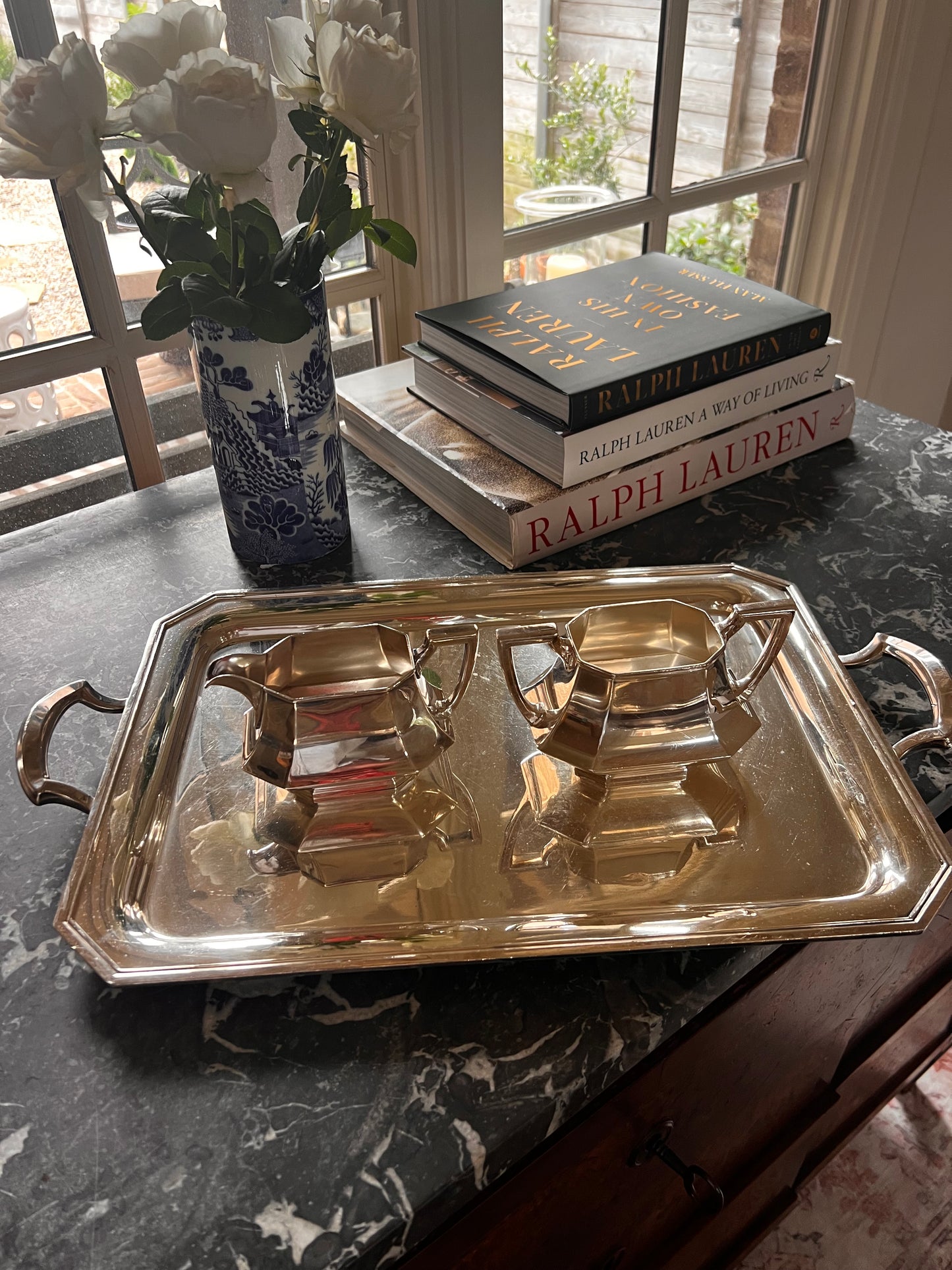 Vintage Art Deco Style Cream and Sugar Set
