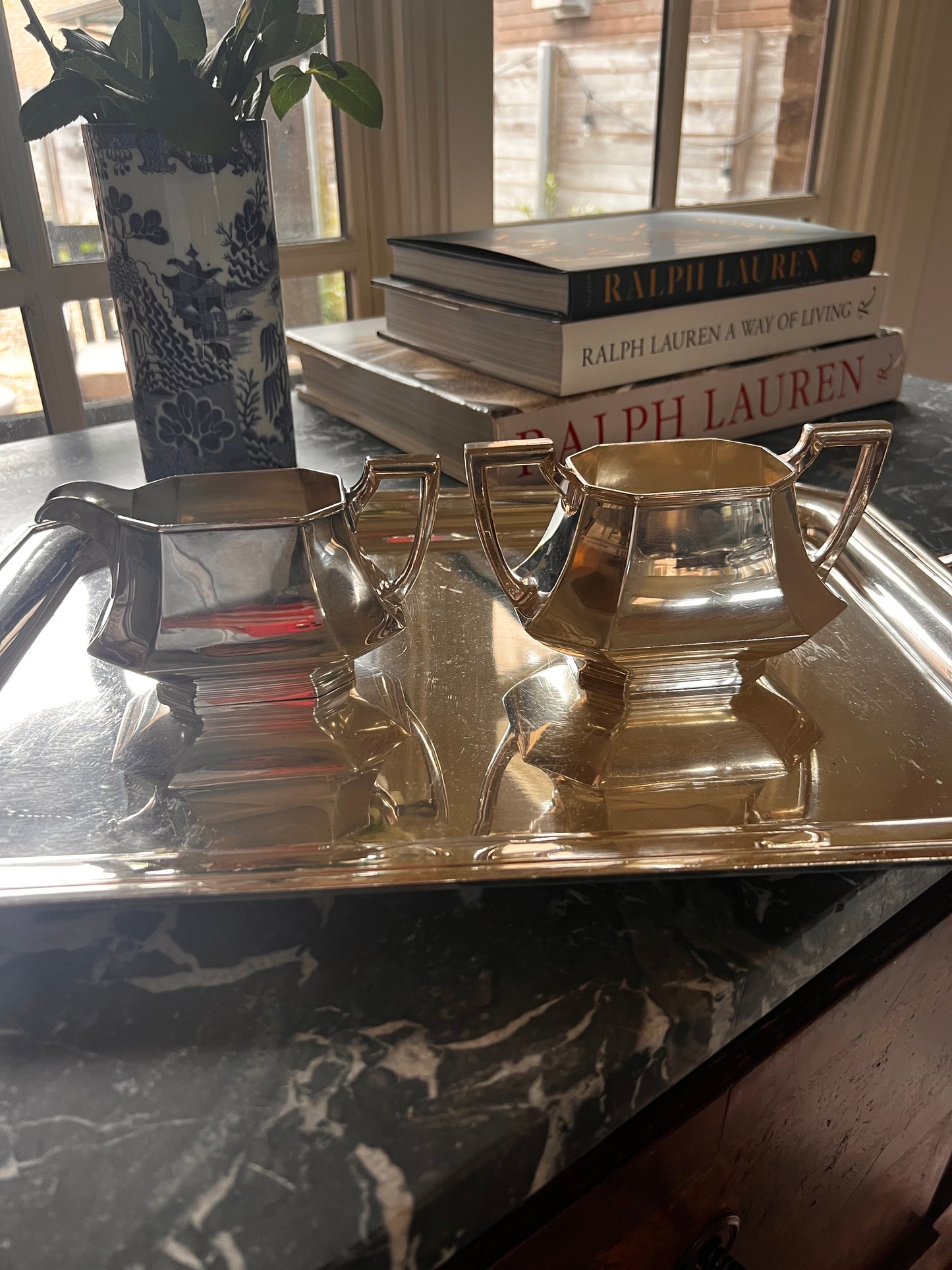 Vintage Art Deco Style Cream and Sugar Set