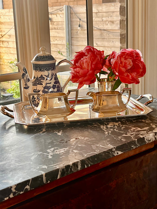 Vintage Art Deco Style Cream and Sugar Set