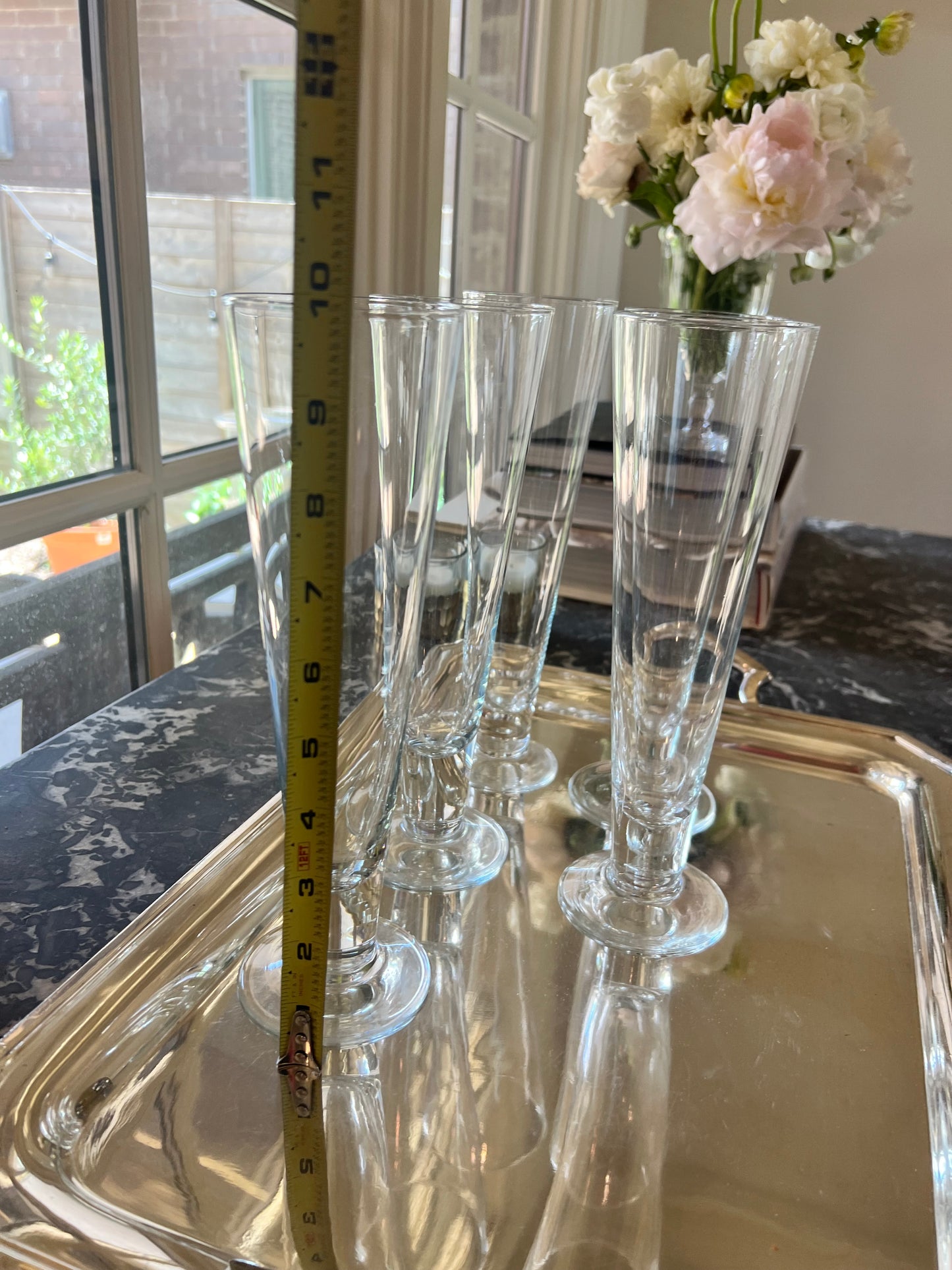 Set of 8 Vintage Tall Footed Pilsner Glasses