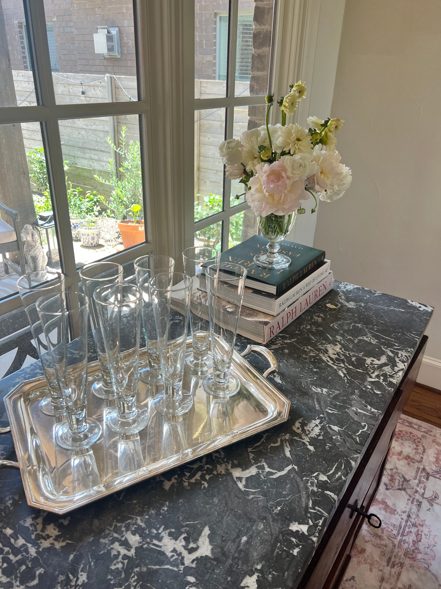 Set of 8 Vintage Tall Footed Pilsner Glasses
