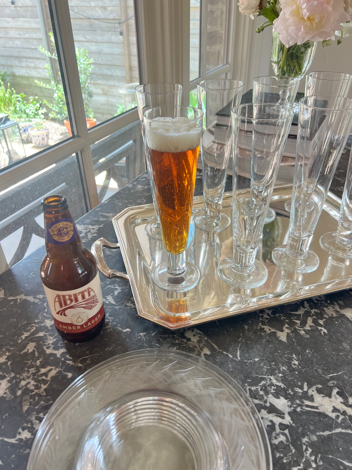 Set of 8 Vintage Tall Footed Pilsner Glasses