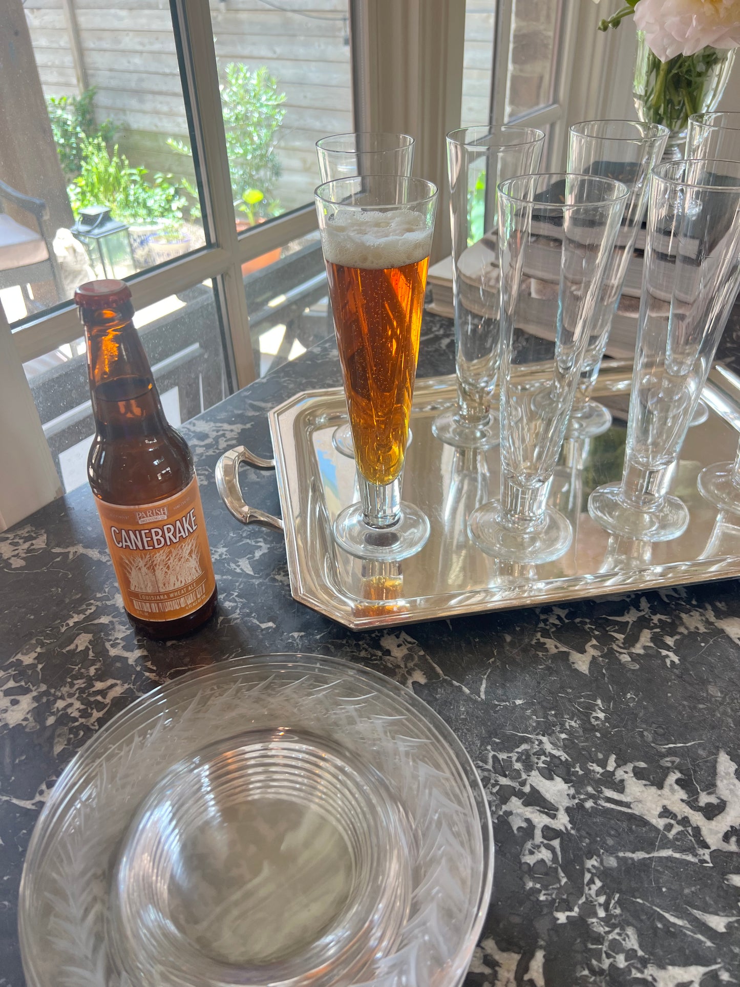 Set of 8 Vintage Tall Footed Pilsner Glasses