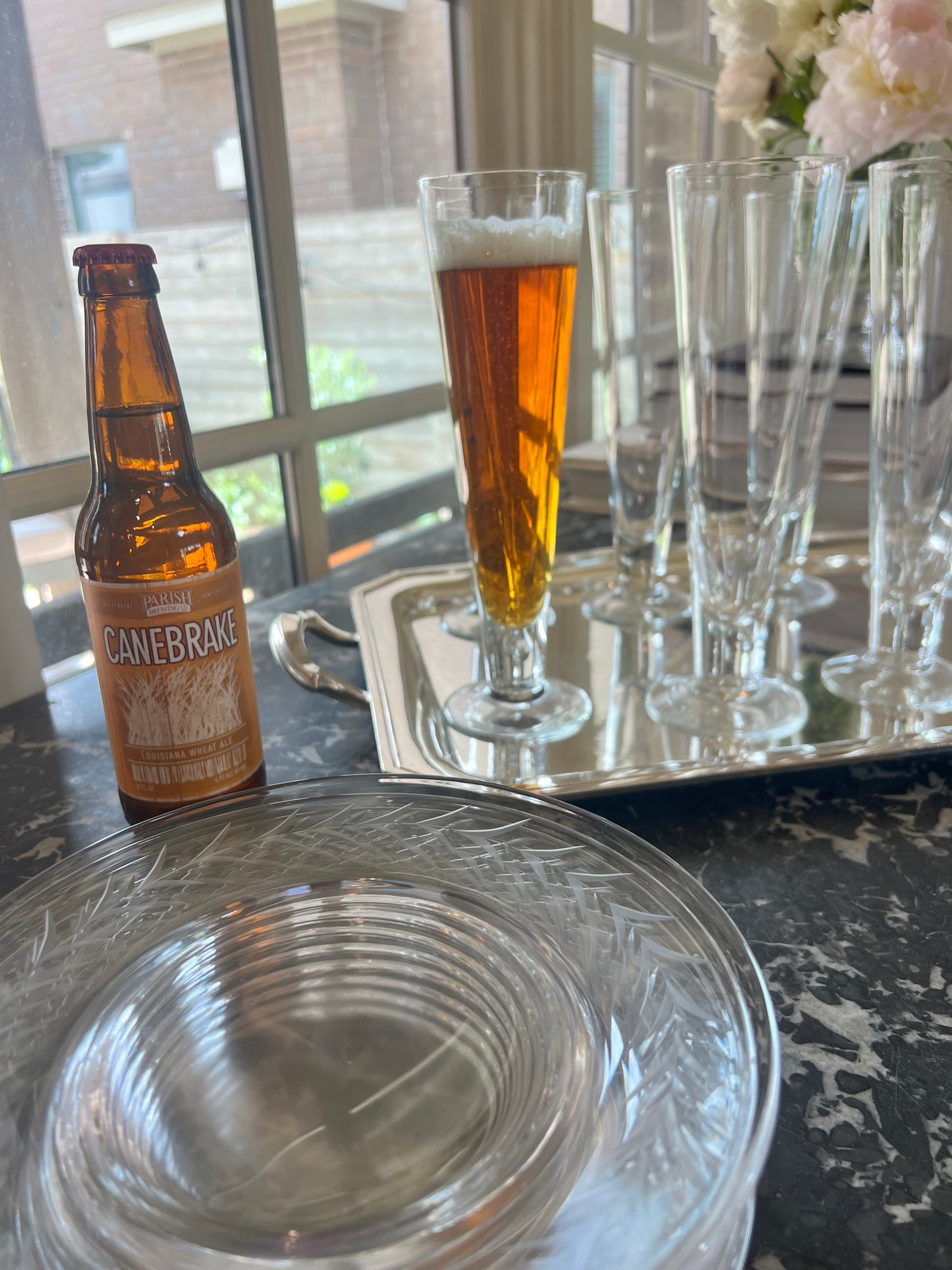 Set of 8 Vintage Tall Footed Pilsner Glasses