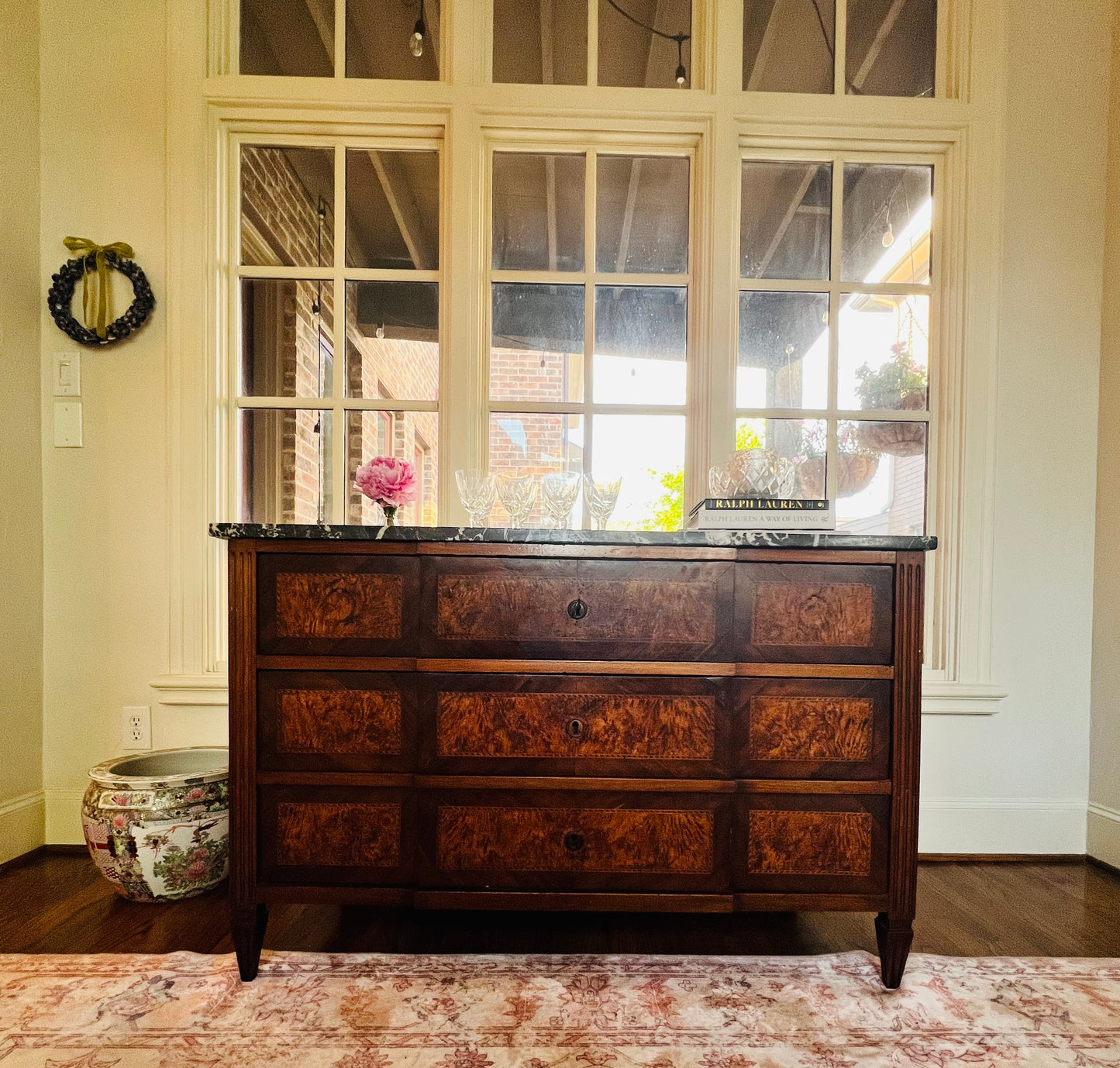 French Louis XVI Burled Walnut Commode | Original Marble Top | 18th–19th Century