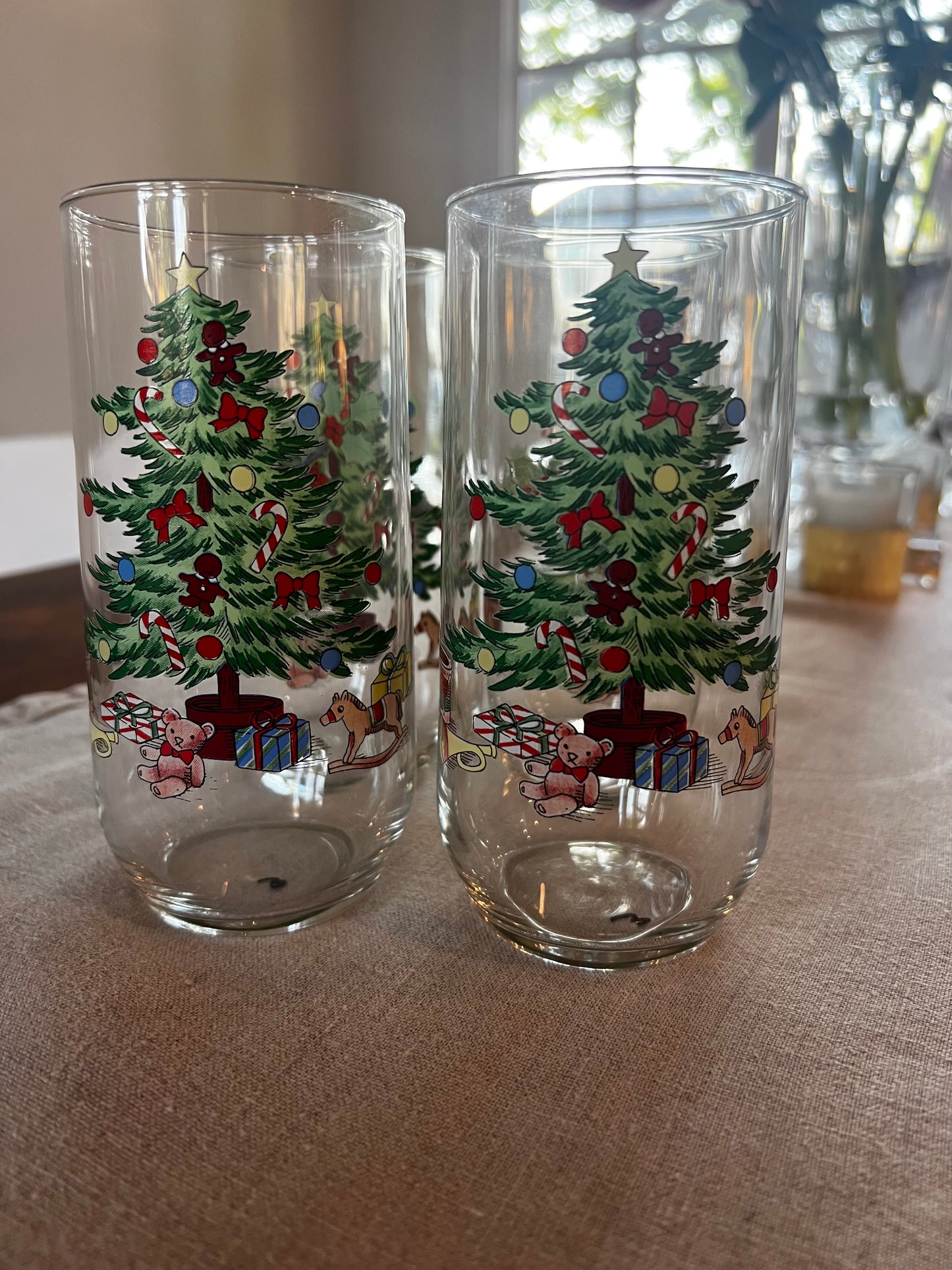 Vintage Christmas Tree Glasses Set of 4