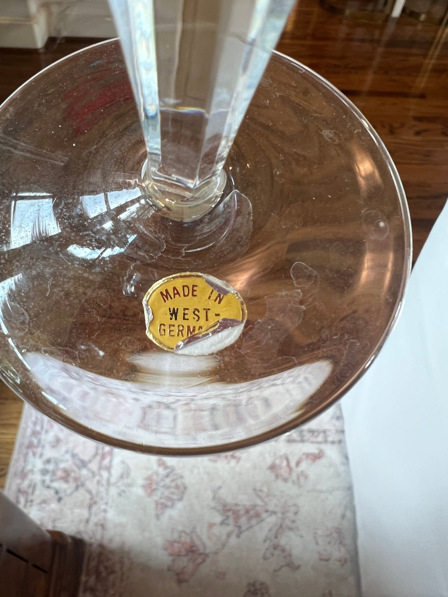 Vintage Heavy Cut Crystal Wheat Wine Glasses, Set of 8