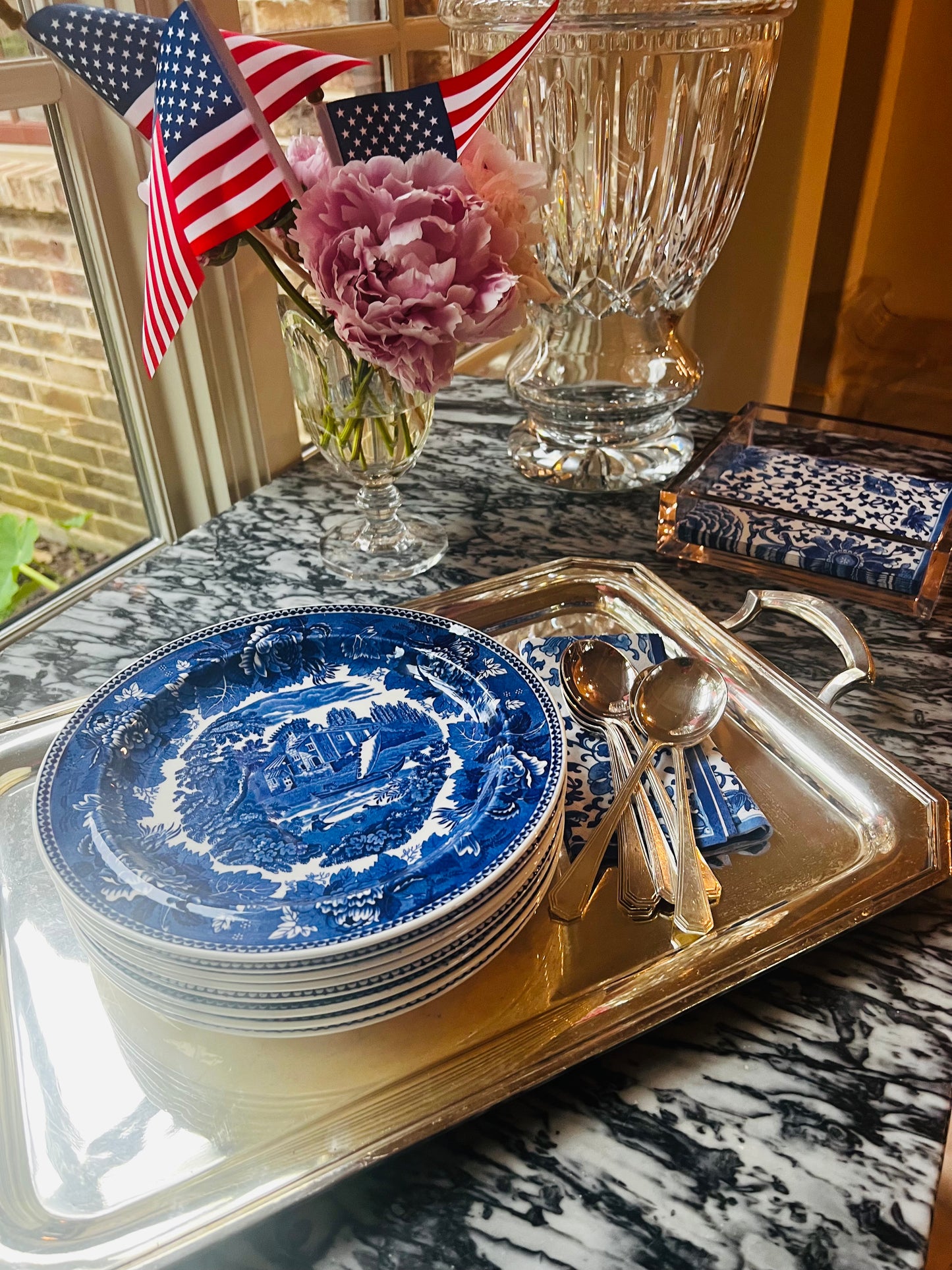 Wedgwood Landscape Blue and White Plates set of 8