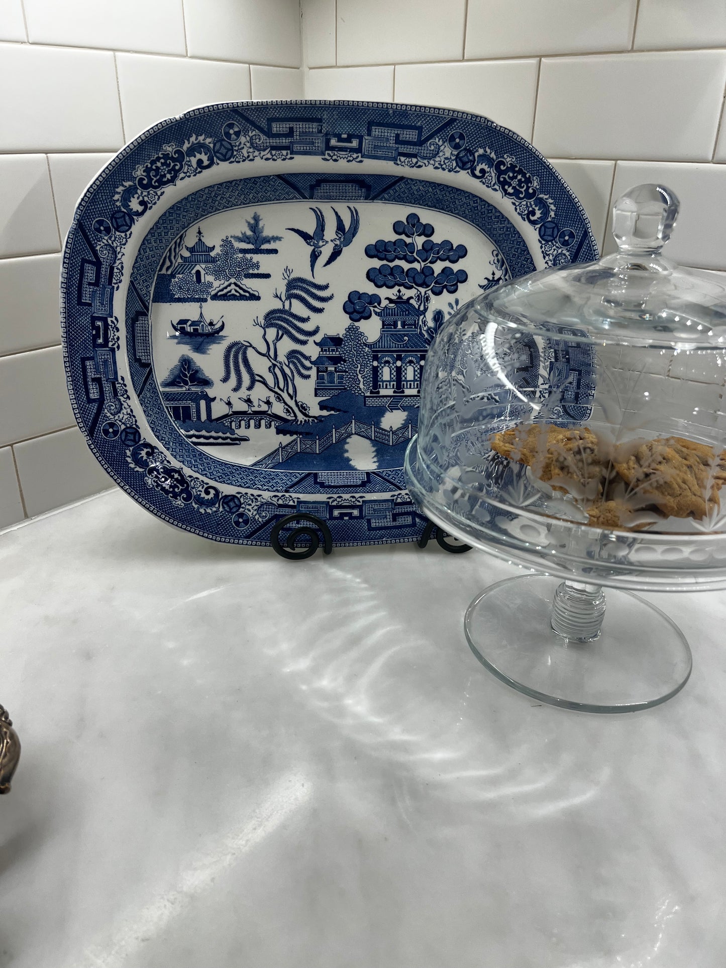 17" Blue Willow Platter Wood & Son's