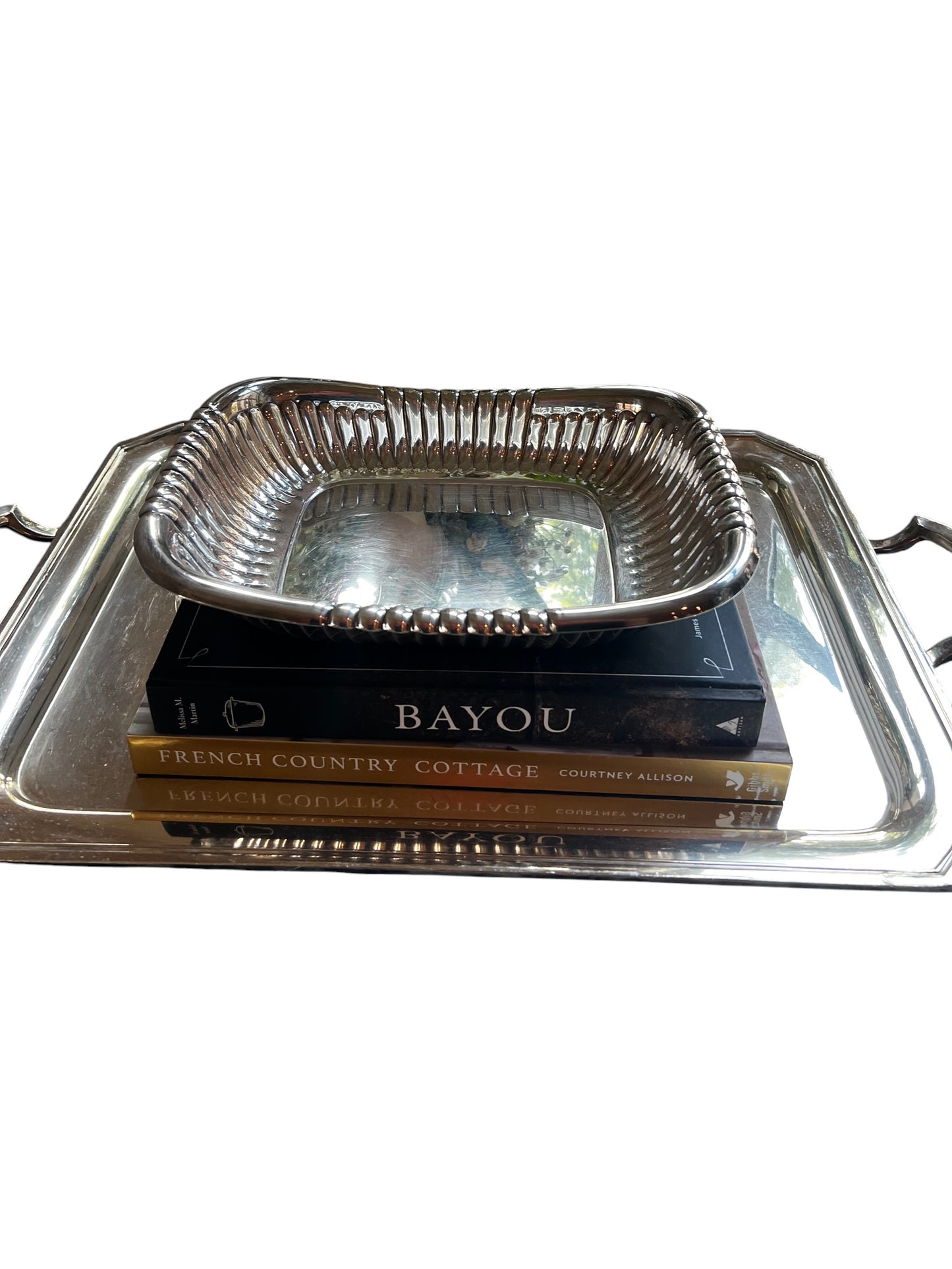 Vintage Silverplate Reeded Serving Bowl / Bread Basket