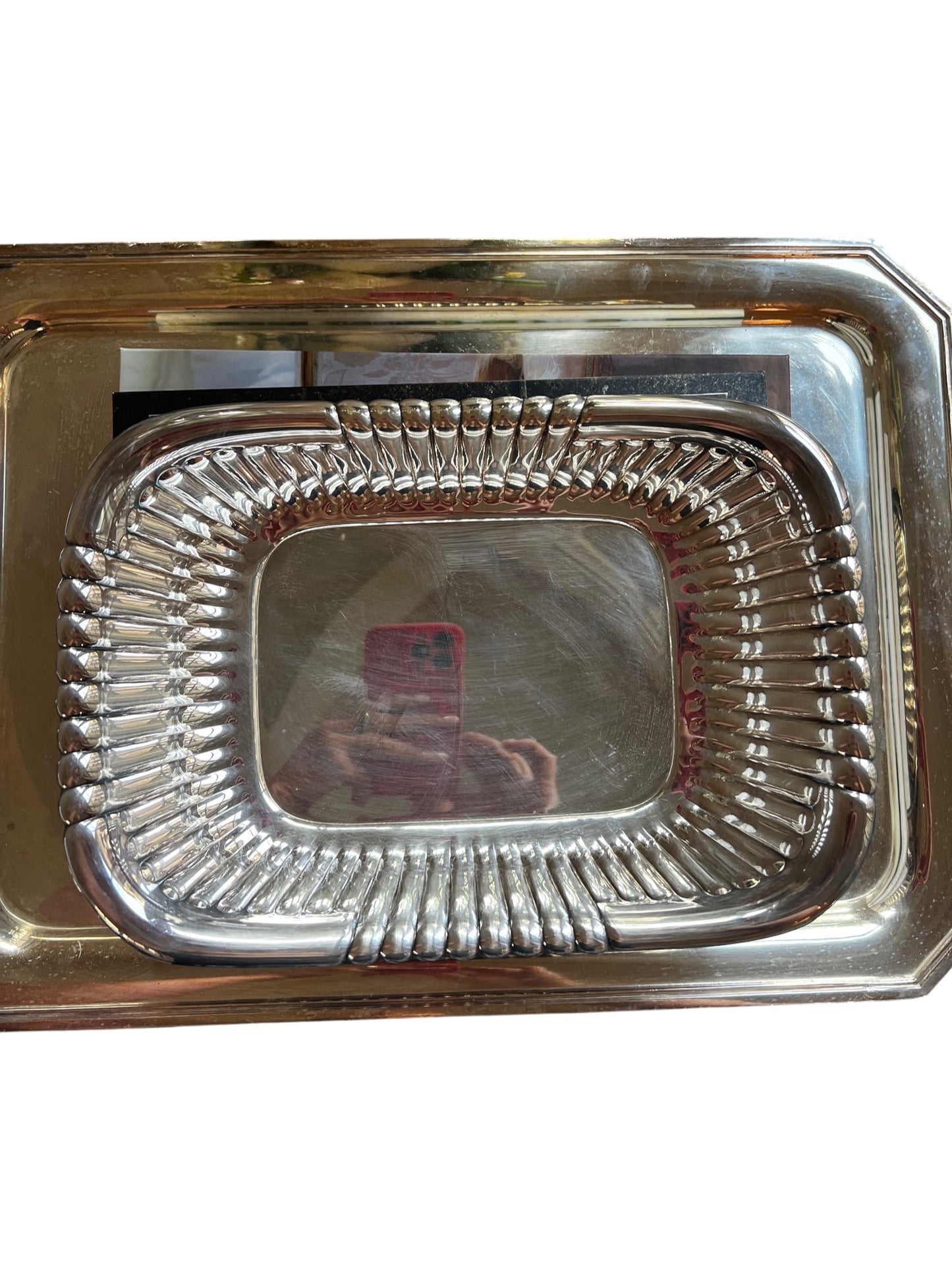 Vintage Silverplate Reeded Serving Bowl / Bread Basket